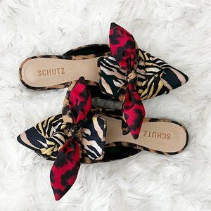 Size 6.5 // Schutz Multimaterial/Animal Print Mules